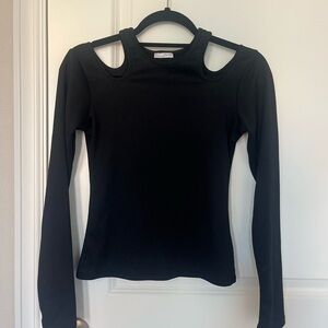 Zara Black Cut Out Fitted Long Sleeve Top​